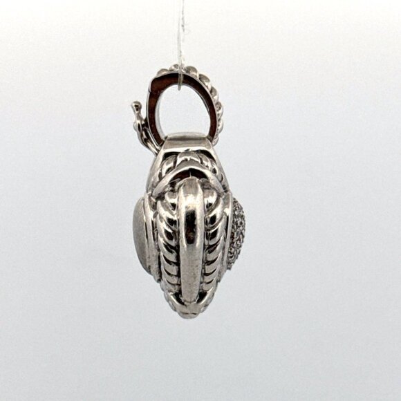 Estate Sterling Silver 925 Pave Heart Pendant No Chain, 18.3g Thailand Made - Picture 2 of 8